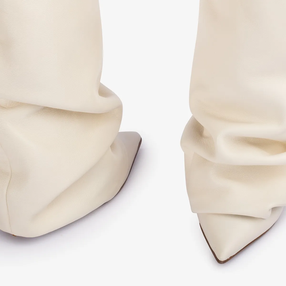 ANDY BOOT 120 mm Milk white nappa leather cuffed boot
