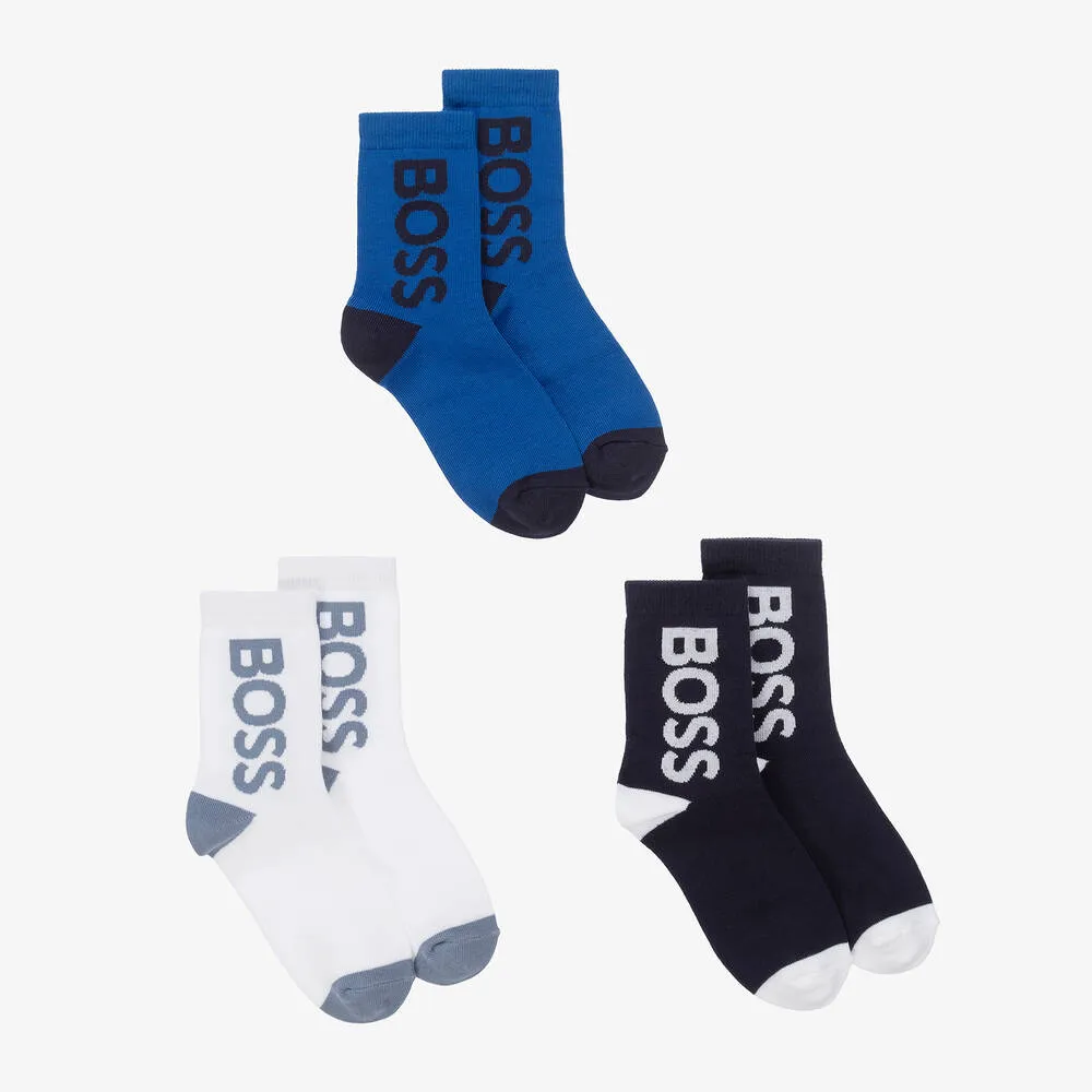 Boys Blue Ankle Socks (3 Pack)