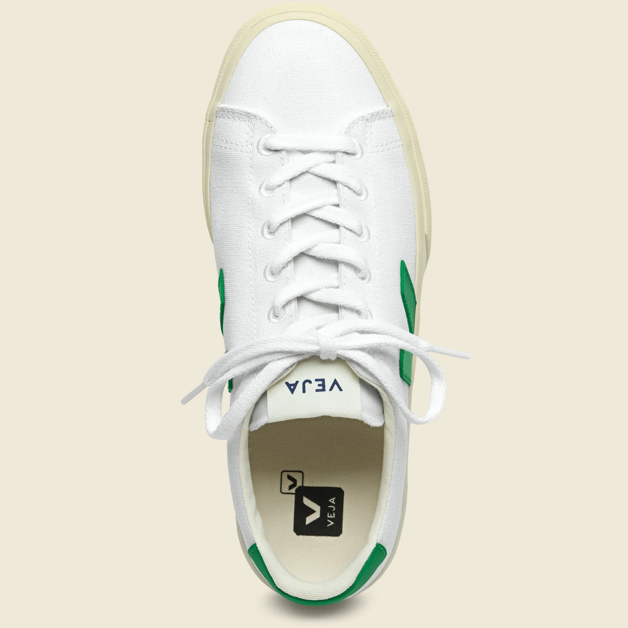 Campo Canvas Sneaker - White/Emaraude