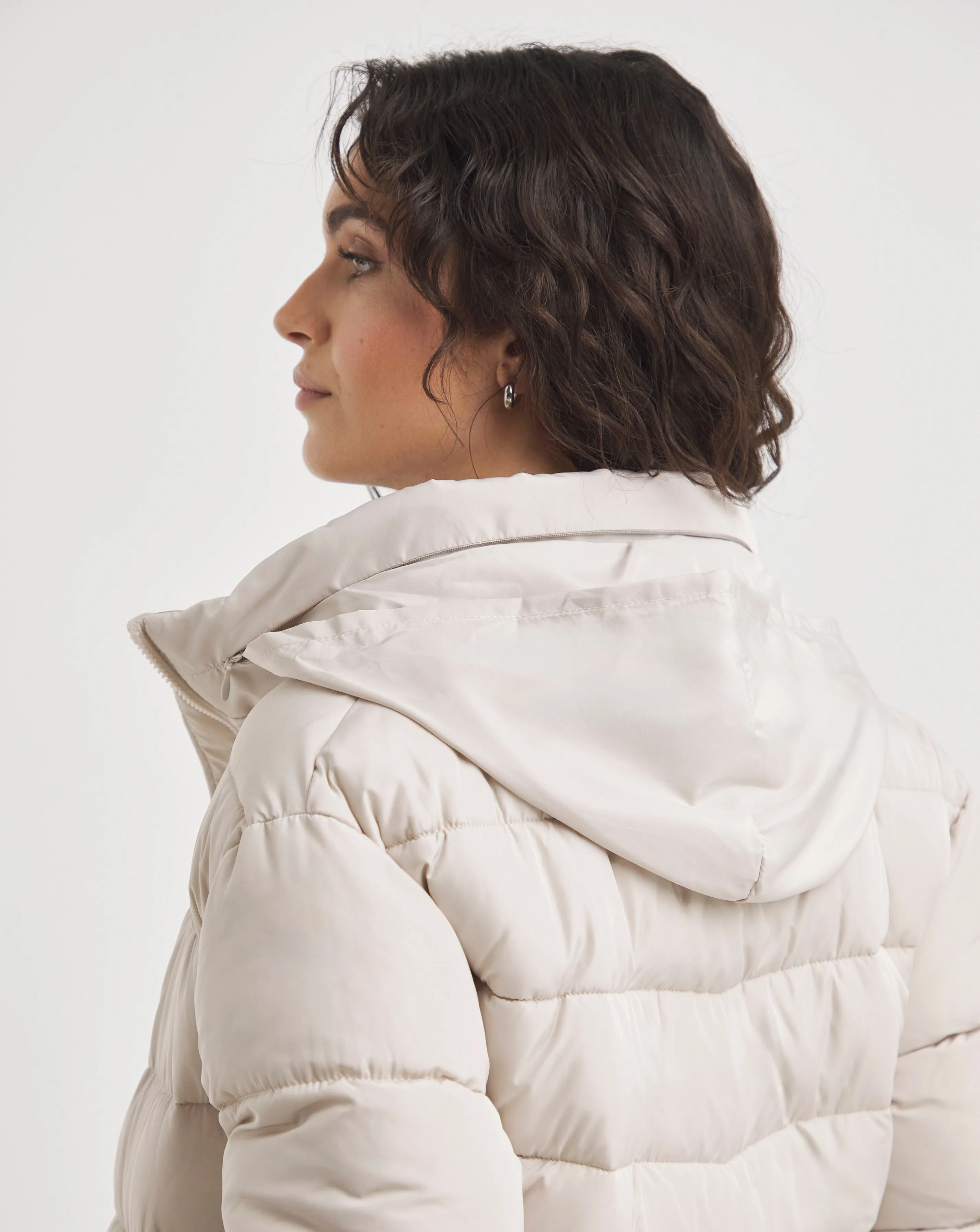Cream Padded Puffer Coat