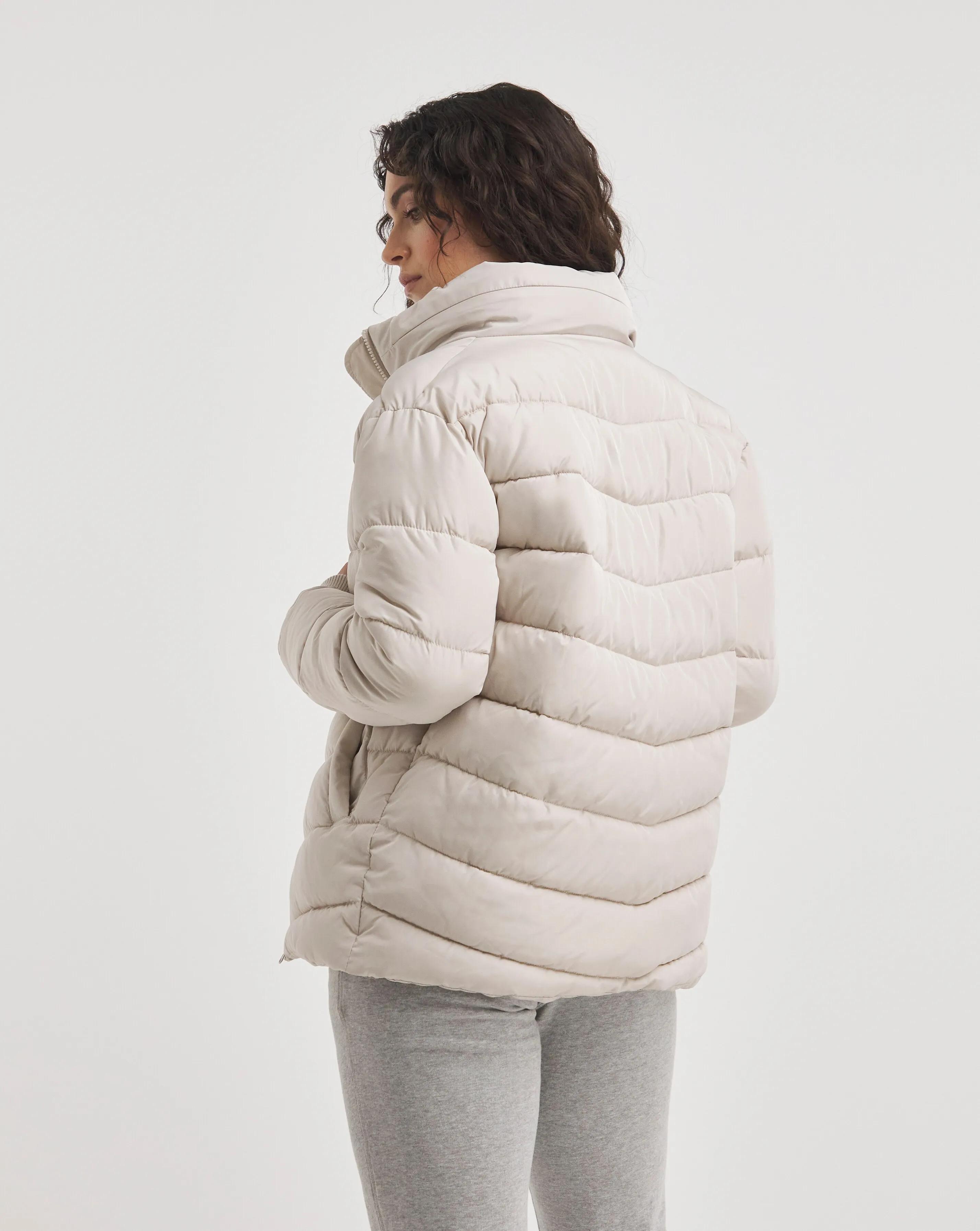 Cream Padded Puffer Coat