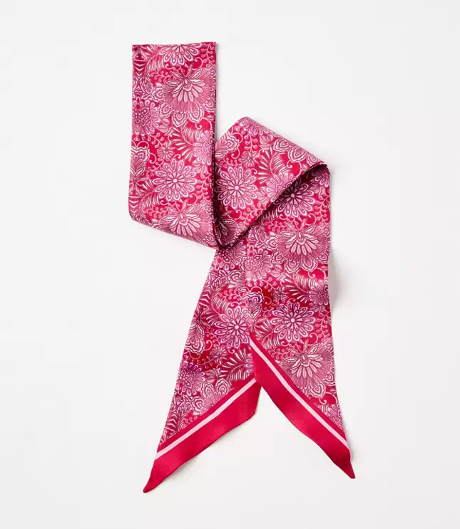 Floral Skinny Silk Scarf