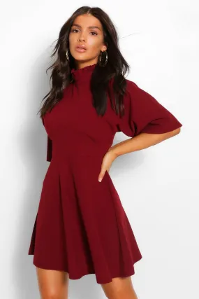 High Neck Paneled Skater Dress