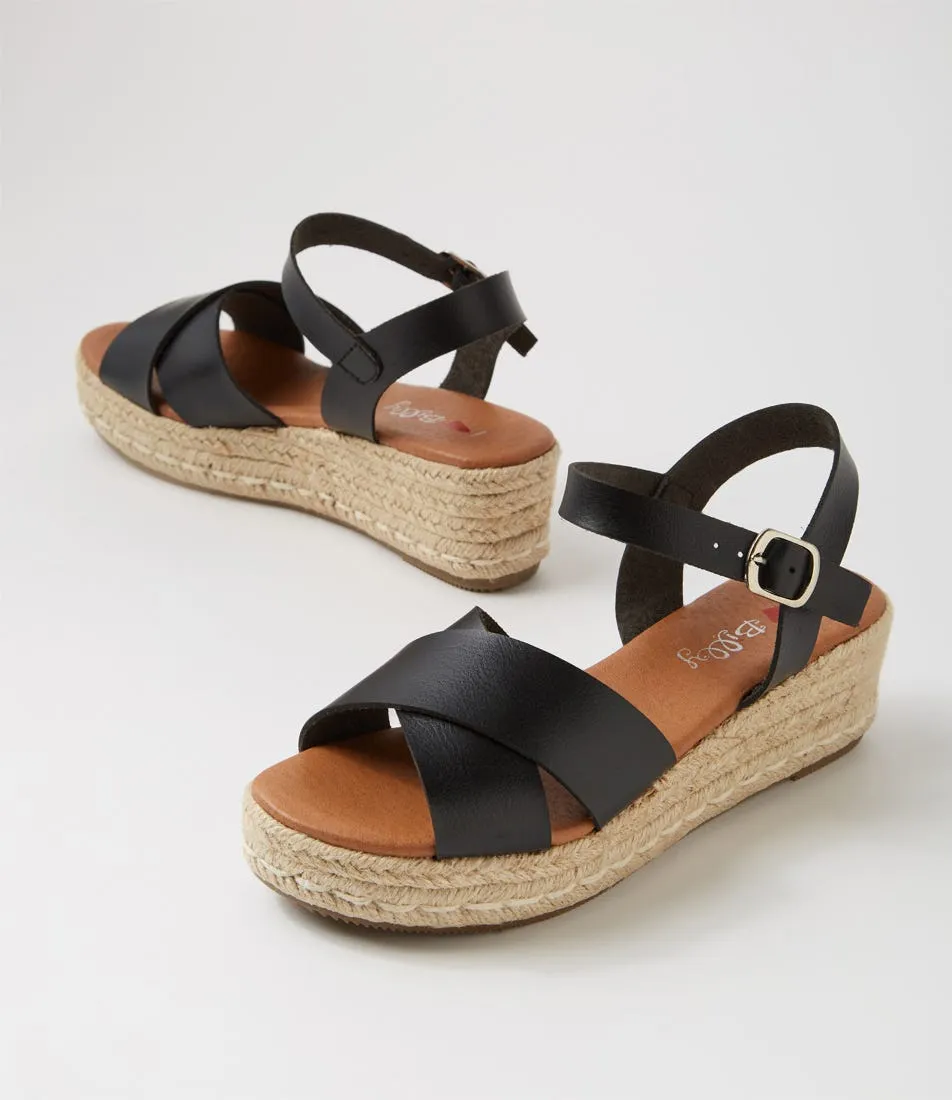 I LOVE BILLY Huffer Black Sandals