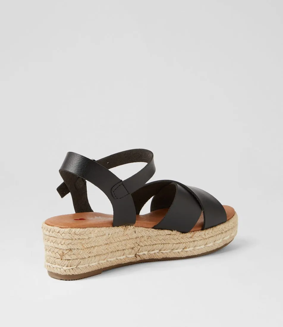 I LOVE BILLY Huffer Black Sandals