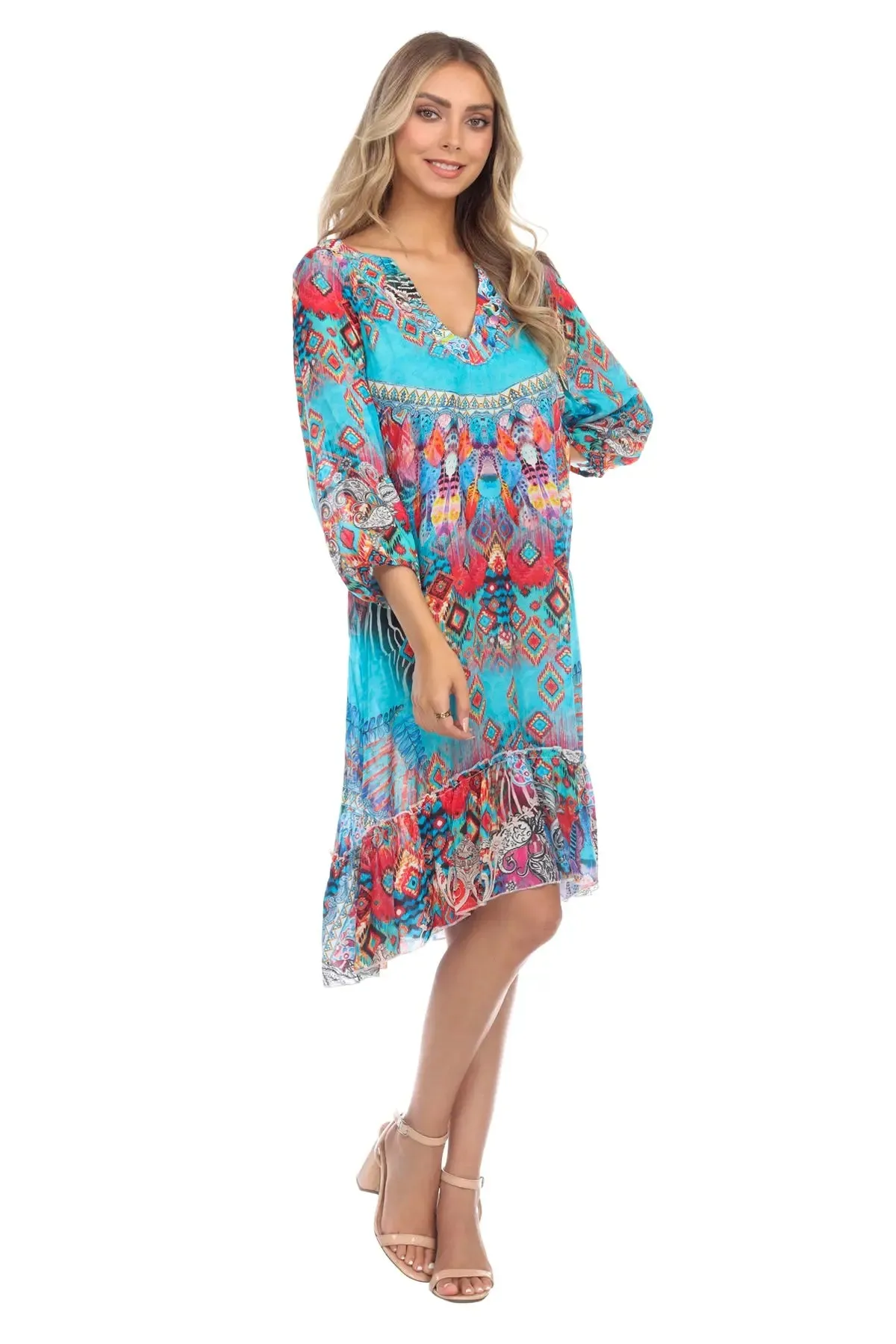 Ikat Blossom Tunics, Long tops, and Shirt dresses from La Moda