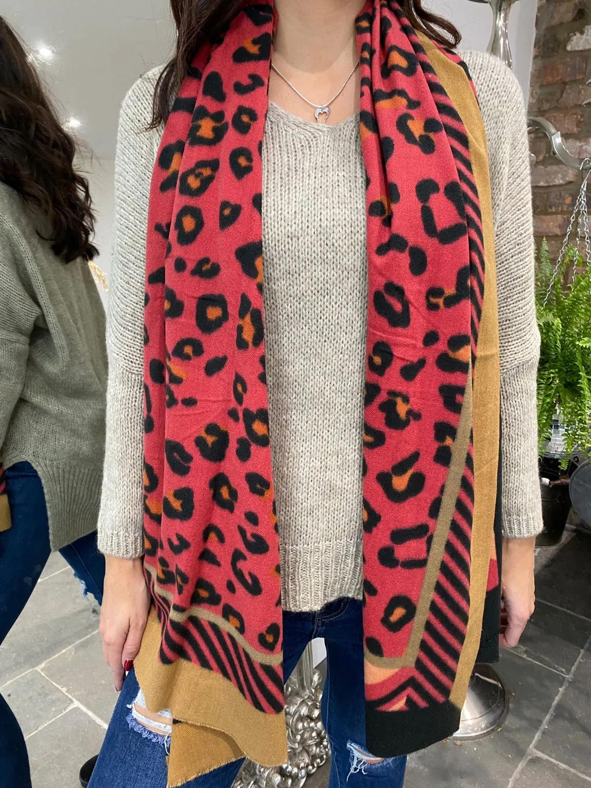 Leopard Stripe Print Scarf