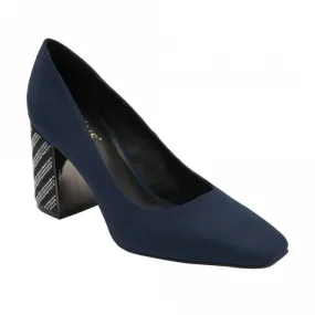 Lotus  Womens Cassidy Navy Slip-On Block Heeled Court Shoes ULS506DE