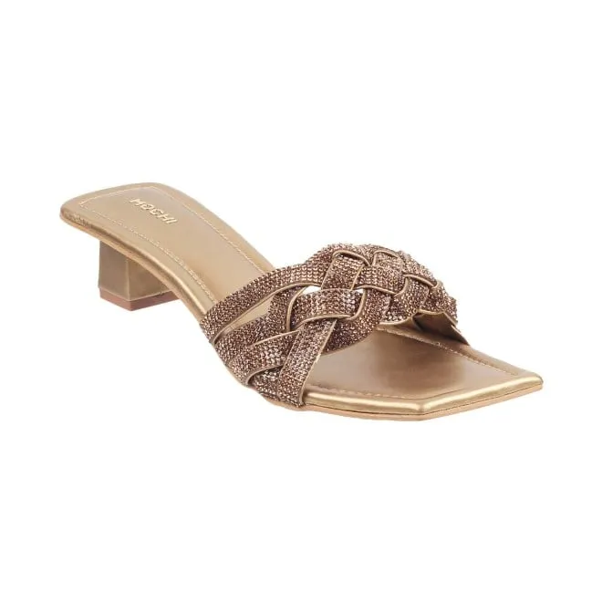 Mochi Women Antique-Gold Wedding Sandals