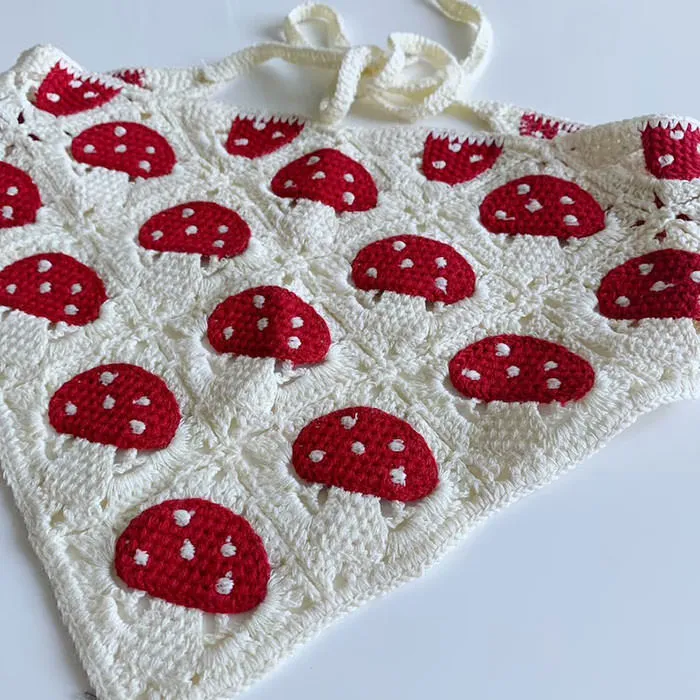 Mushroom Crochet Hair Scarf 
