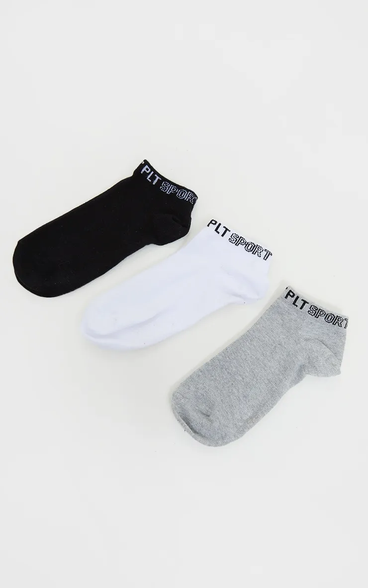 Plt Monochrome 3 Pack Sports Ankle Socks