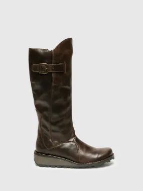 SaddleBrown Zip Up Boots