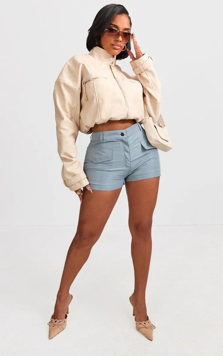 Shorts | Shape Light Grey Pocket Detail Cargo Shorts | PrettyLittleThing