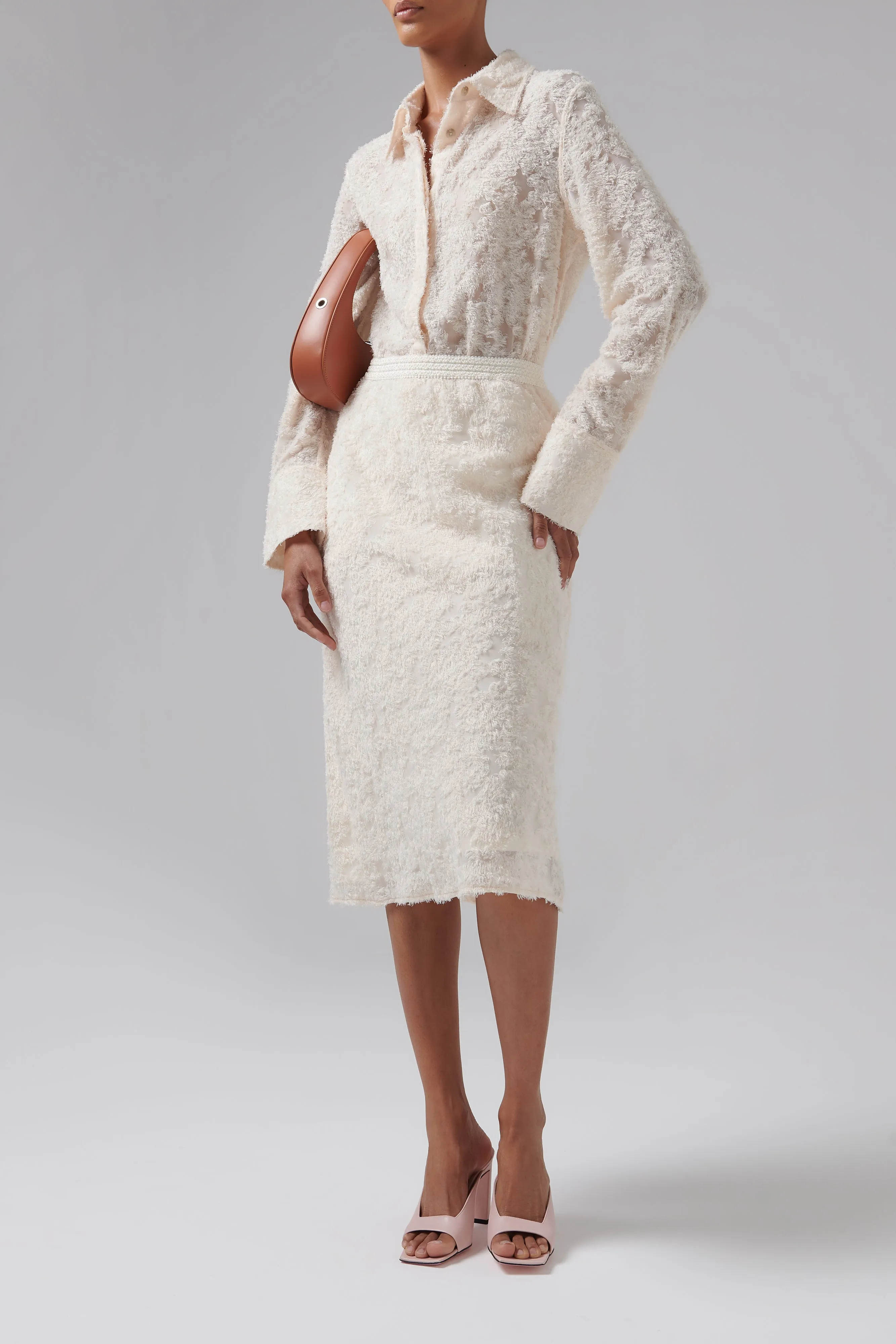 Song For The Mute  White Slip Midi Skirt