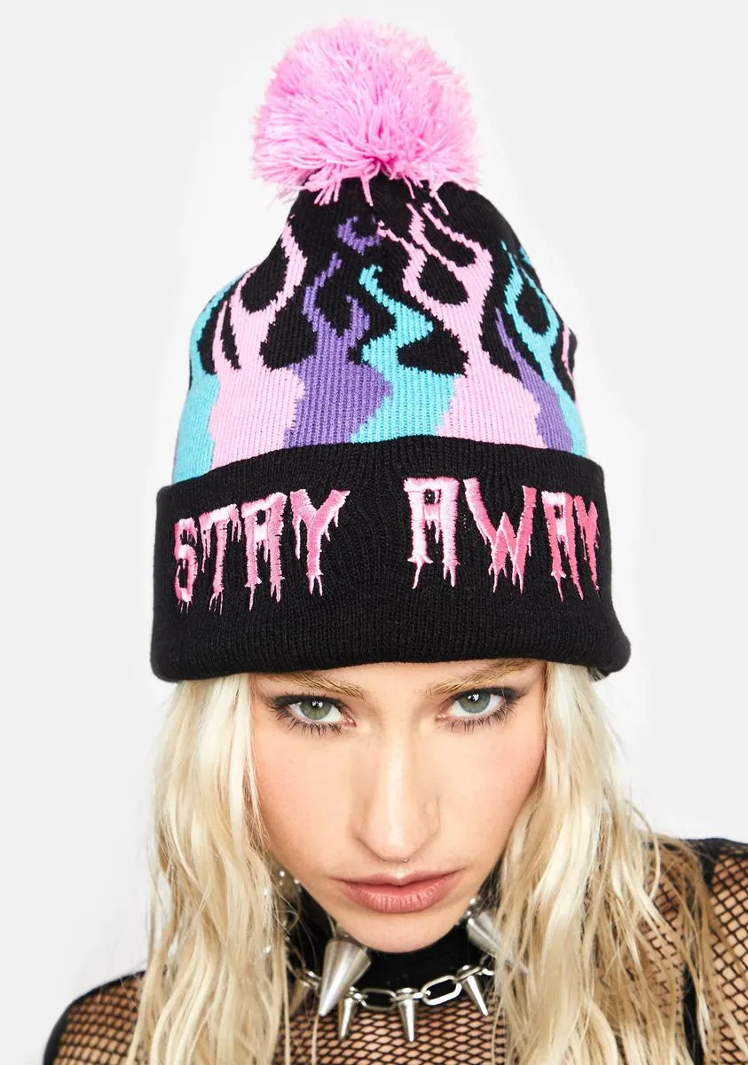Stay Away Flame Pom Beanie-