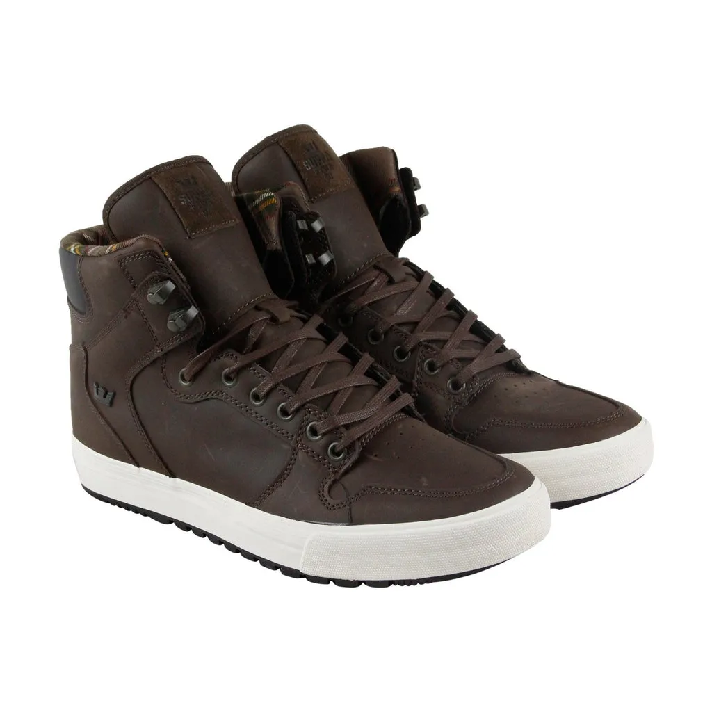Supra Vaider CW 08043-285-M Mens Brown High Top Lace Up Skate Sneakers Shoes
