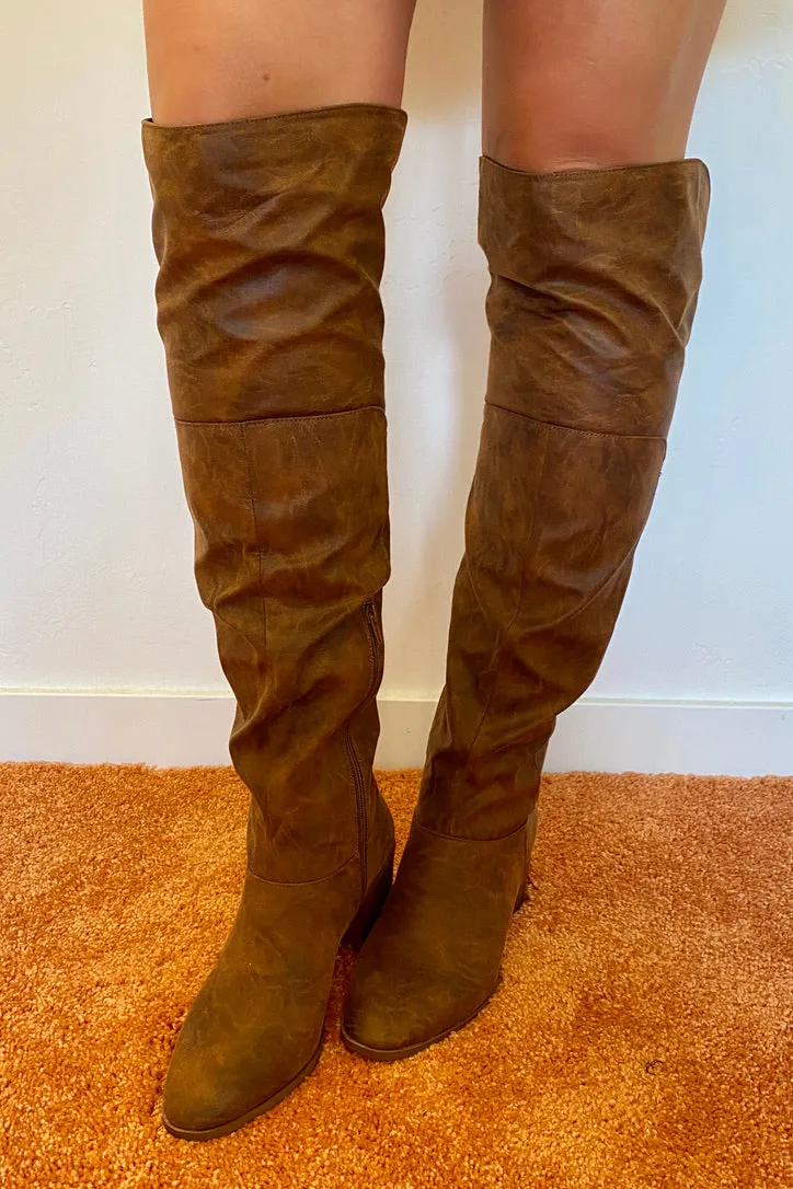 Topanga Knee High Boots Cognac