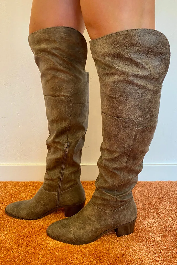 Topanga Knee High Boots Taupe
