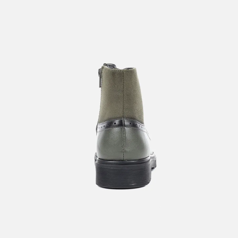 Women Ankle Lace Up Low Heel Boot